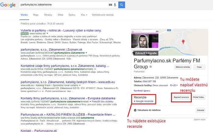 Ako napísať recenziu parfumylacno.sk do Googla
